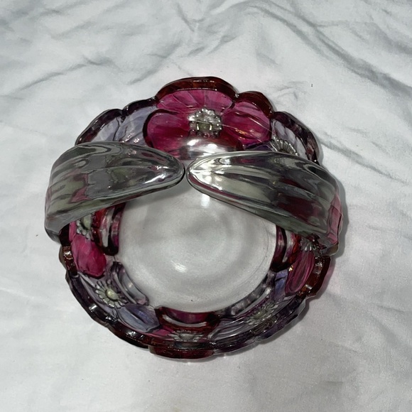 Westmoreland Pink and Purple Floral Glass Basket - Picture 2 of 4